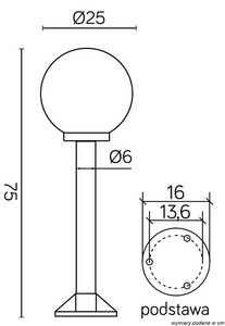 Słupek ogrodowy KULE K K 5002/3/K 250 SU-MA