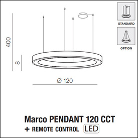 Biała lampa wisząca z pilotem Marco 120 CCT Azzardo AZ5052