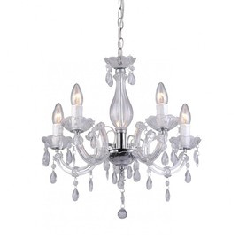 Biały żyrandol z kryształkami MAGNOLIA RLD94016-5A