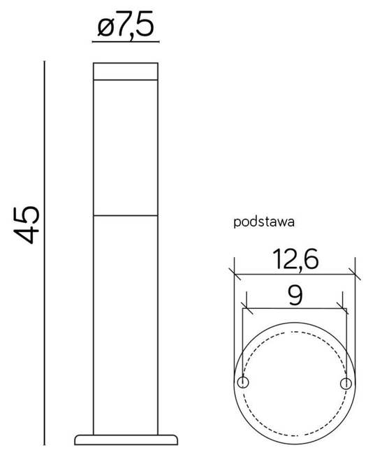 Słupek ogrodowy INOX ST 022-450 SU-MA