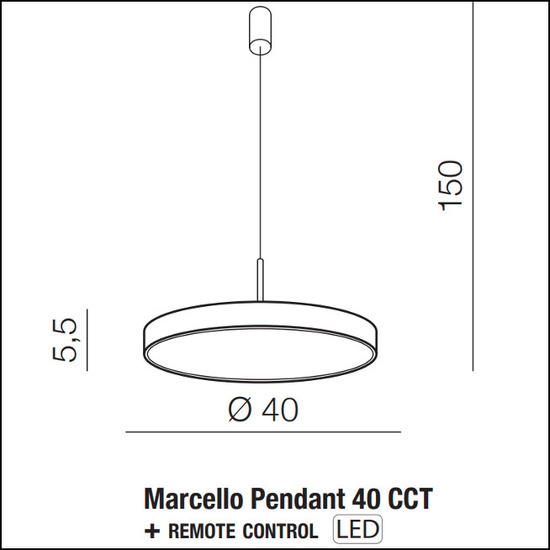 Złota lampa Marcello 40 + pilot do sterowania AZ5089