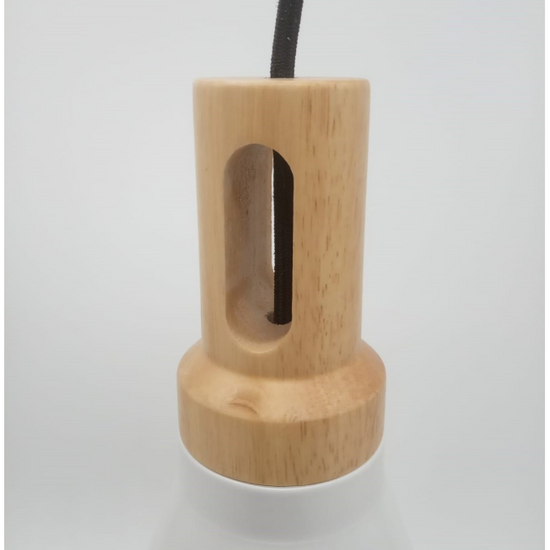 Lampa wisząca NORDIC WOODY biało drewniana 25 cm