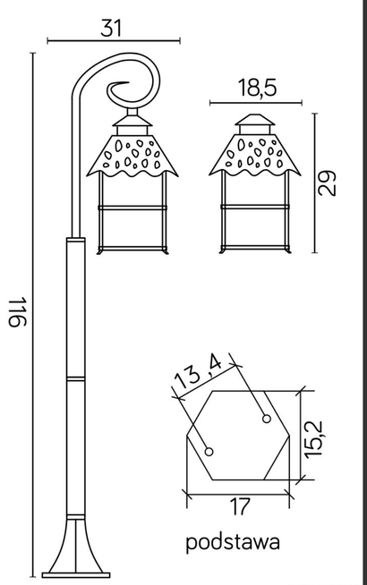 Lampa stojąca zewnętrzna CADIZ K 5002/2/Z SU-MA