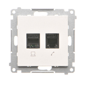 Gniazdo komputerowe RJ45 kat. 5e + telefoniczne RJ12 Simon 55 