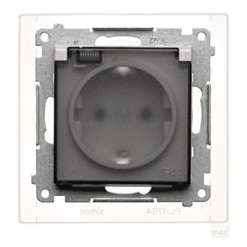 Gniazdo pojedyncze z klapą transparentną typu Schuko Simon 55 