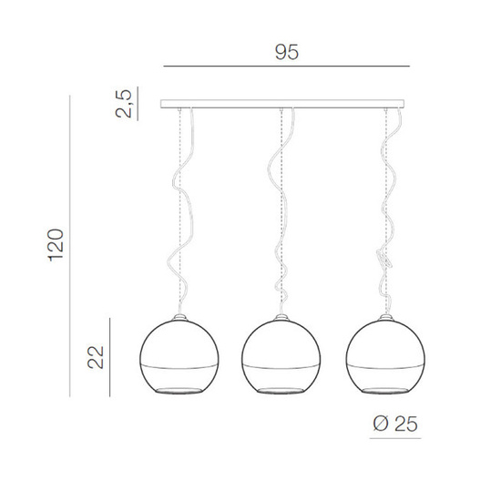 LAMPA WISZĄCA  SILVER BALL 3 LINE AZZARDO