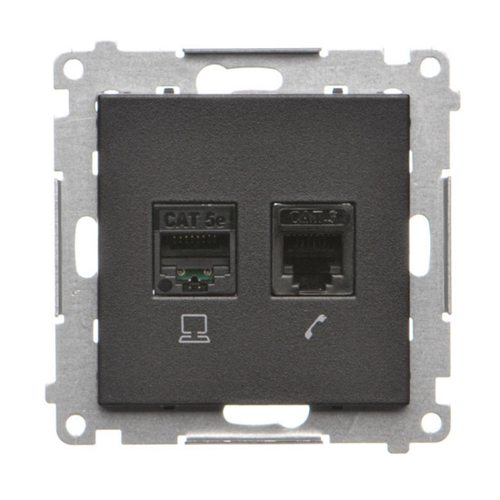 Gniazdo komputerowe RJ45 kat. 5e + telefoniczne RJ12 Simon 55 