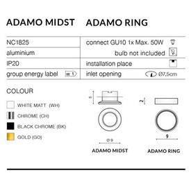 Oprawa wpuszczana Adamo złota ze złotym pierścieniem AZ1482+AZ1486 Azzardo