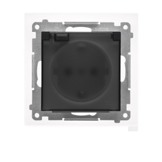 Gniazdo pojedyncze z klapą transparentną typu Schuko Simon 55 