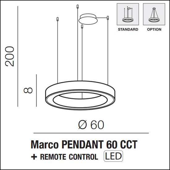 Złota lampa wisząca Marco 60 CCT z pilotem Azzardo 