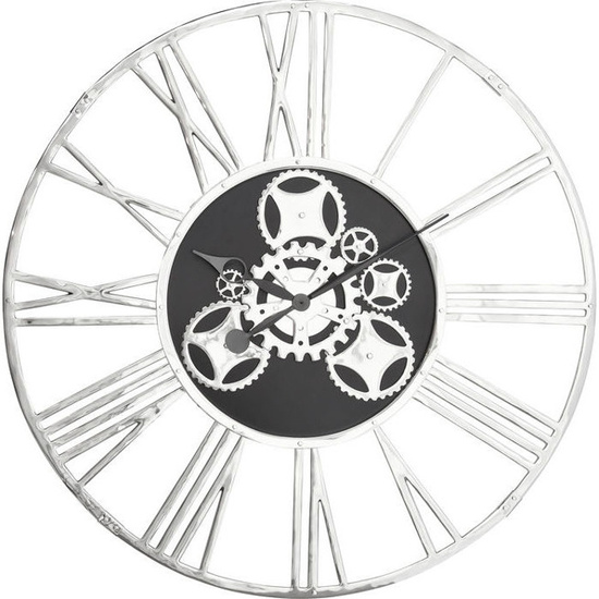 Wielki chromowany Zegar ścienny Gear 120cm Kare Design 35183 