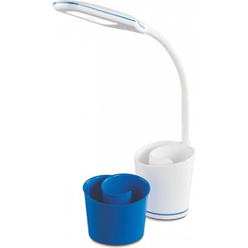 Lampka biurkowa z przybornikiem Elsa biało niebieska Nilsen