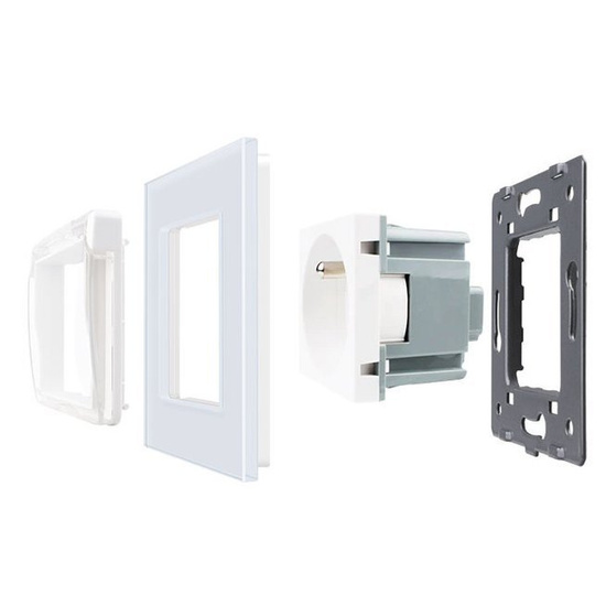 Gniazdo złote z bolcem w szklanej ramce z klapką bryzgoszczelną LIVOLO