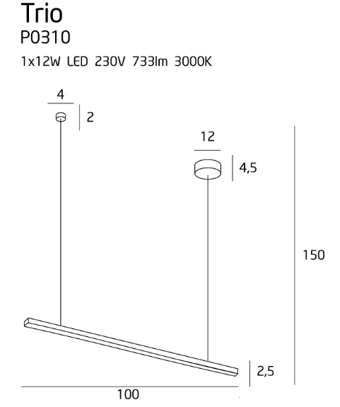 LAMPA WISZĄCA TRIO 1 P0310 MAXLIGHT