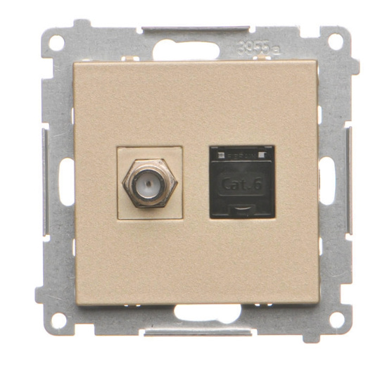 Gniazdo antenowe typu „F” + komputerowe RJ45 kat.6 Simon 55 