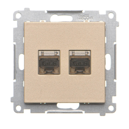 Gniazdo komputerowe podwójne ekranowane RJ45 kat. 6 Simon 55