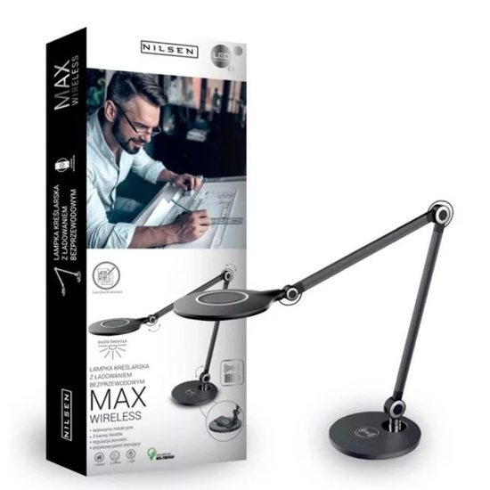 Lampka biurkowa LED MAX z ładowarką indukcyjną wireless czarna BL025E