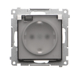Gniazdo pojedyncze z klapą transparentną typu Schuko Simon 55