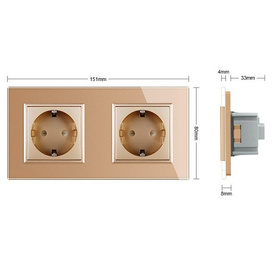 Komplet Livolo dwa gniazda w ramce złoty szampański