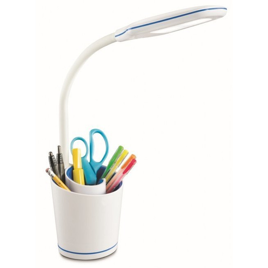Lampka biurkowa z przybornikiem Elsa biało niebieska Nilsen