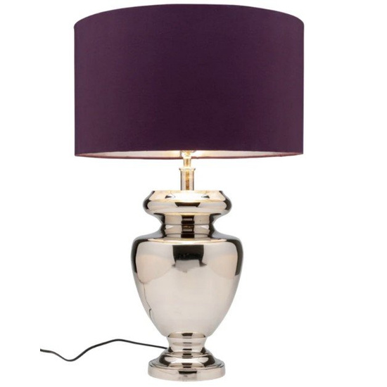 LAMPA STOŁOWA BAROCK Ø45X49 CM SREBRNA - KLOSZ FIOLETOWY - KARE DESIGN