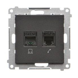 Gniazdo komputerowe RJ45 kat. 5e + telefoniczne RJ12 Simon 55 