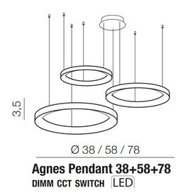 Lampa wisząca Agnes 38 + 58 +78 DIMM CCT SWITCH Azzardo AZ5025