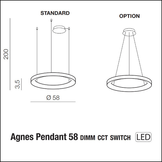 Lampa wisząca Agnes 58 DIMM CCT SWITCH Azzardo AZ5020