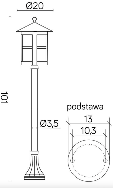 Słupek ogrodowy CORDOBA II K 5002/2/TD (101 cm) SU-MA