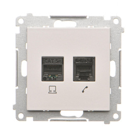 Gniazdo komputerowe RJ45 kat. 5e + telefoniczne RJ12 Simon 55 