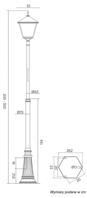 Lampa stojąca zewnętrzny RETRO KWADRATOWE OGMWN 1 BD KW SU-MA