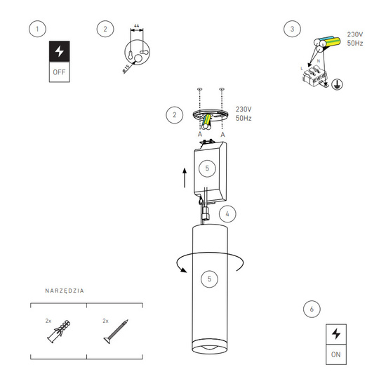Tuba oprawa natynkowa Maman ON TRIAC Chors