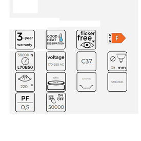 Żarówka LED line E14 SMD 170~250V 630lm 7W biała ciepła 2700K