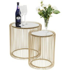 Dwa złote stoliki kawowe Wire Kare Design 83457