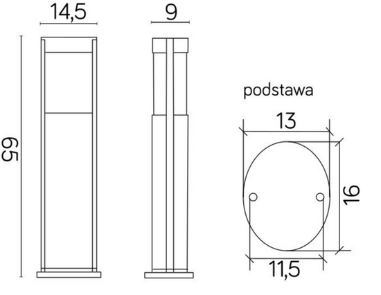 Słupek ogrodowy ELIS TO 3902-H 650 AL SU-MA