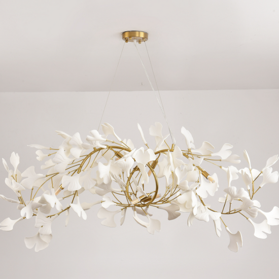 Lampa wisząca Botanika WAVE złoto - biała 125cm 