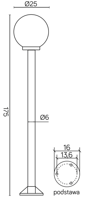 Słupek ogrodowy KULE K K 5002/1/K 250 SU-MA