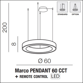 Złota lampa wisząca Marco 60 CCT z pilotem Azzardo 