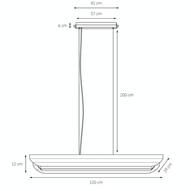 Lampa wisząca liniowa APOLIN 120 cm, kobaltowo-biała KASPA