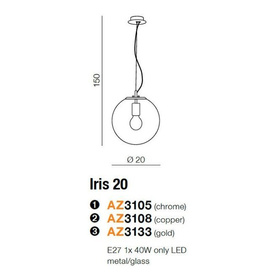 Lampa wisząca Iris 20 Gold Azzardo