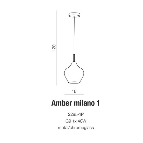 LAMPA WISZĄCA AMBER MILANO 1 Azzardo