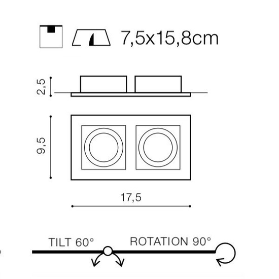 Podwójny biały wpust PACO 2 Azzardo