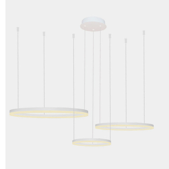 Ściemnialna lampa wisząca Halo 80 + 60 + 40 biała Azzardo + pilot