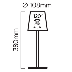 LED line LITE Lampa stołowa TAZA 3,5W 400lm CCT IP54 czarna 2x2000mAh