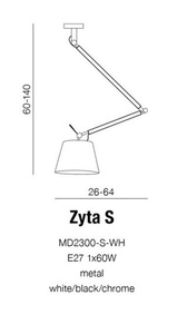 Lampa wisząca Zyta S MD2300-S PEN WH Azzardo biała