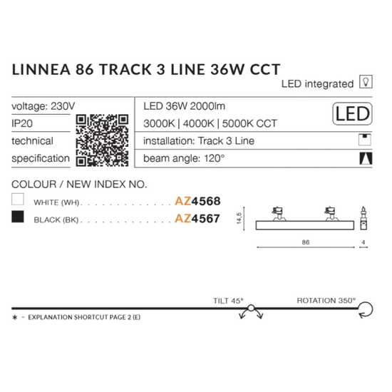 LINNEA TRACK 3LINE CCT Oprawa do szynoprzewodu Azzardo