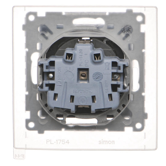 Gniazdo pojedyncze z klapą transparentną typu Schuko Simon 55