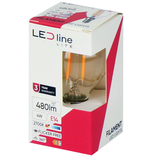 Żarówka LED line LITE LED E14 4W 2700K 480lm 220-240V FILAMENT G45 KULKA