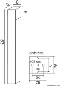 Słupek ogrodowy czarny CUBE CB-830 BL