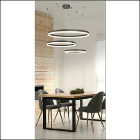 Ściemnialna lampa wisząca Halo 120 + 100 + 80 Black Azzardo + pilot